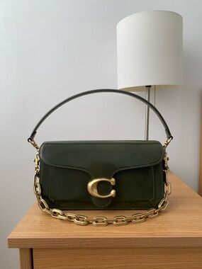 Coach Tabby 26 Spazzolato Leather in Olive Green Shoulder Bag